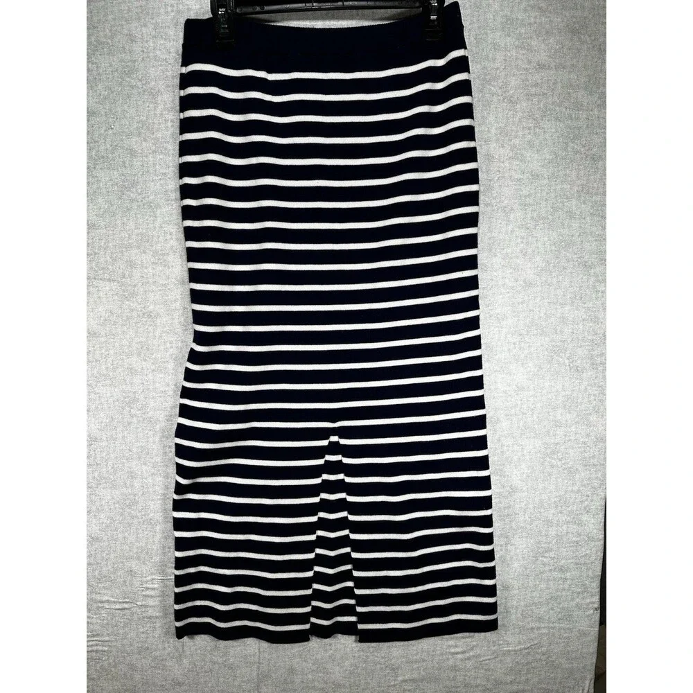 Freshman 1996 Midi Skirt Womens Large Knit Blue White Striped PullOn  33